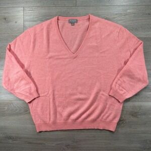 J. Crew Large 100% Cashmere Peach Pink Relaxed V Neck Sweater Lightweight